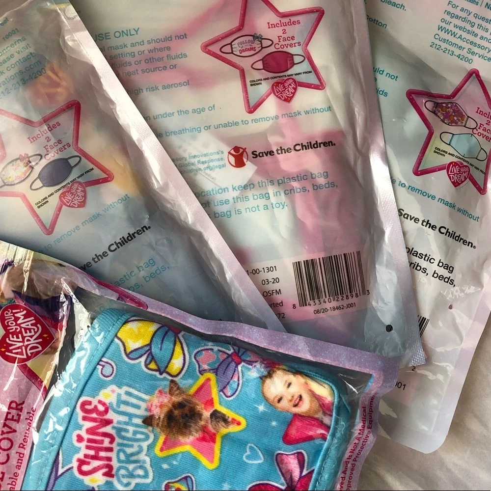 NEW kids Jojo Siwa Reusable Face Masks Bundle